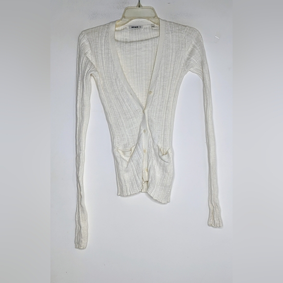 BUCK MASON Soft White Coastal Linen Rib Cardigan - Picture 7 of 10